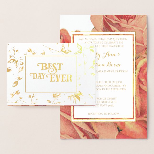 Rose Gold Foil Typographie Mariage Invitations (Affichage)