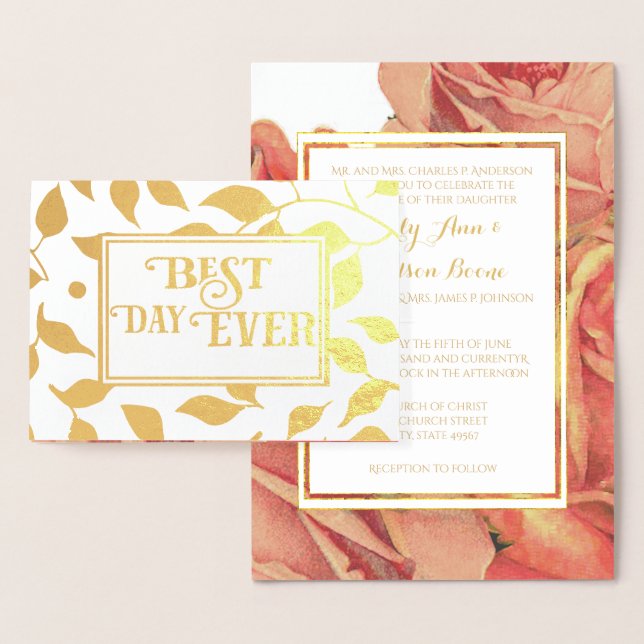 Rose Gold Foil Typographie Mariage Invitations (Affichage)