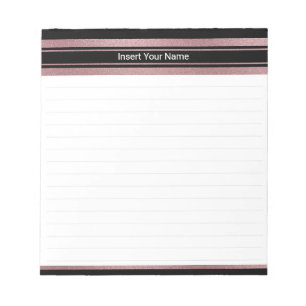 Rose Gold Foil und Black Strip Notepad 5.5" x 6" Notizblock