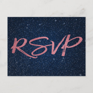 Rose Gold Foil und Navy Blue UAWG Wedding Einladungspostkarte