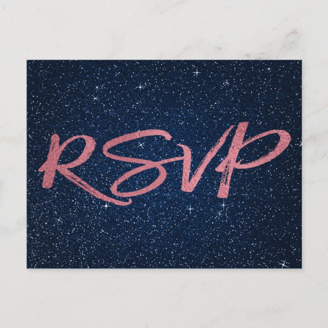 Rose Gold Foil und Navy Blue UAWG Wedding Einladungspostkarte (Vorderseite)