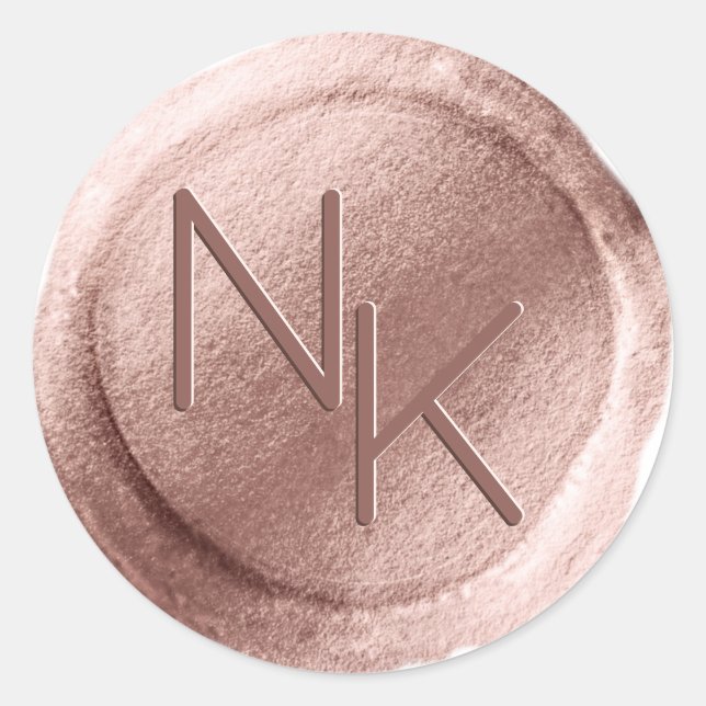 Rose Gold Foil Wax Siegel Initials Umschlag Aufkle Runder Aufkleber (Vorderseite)