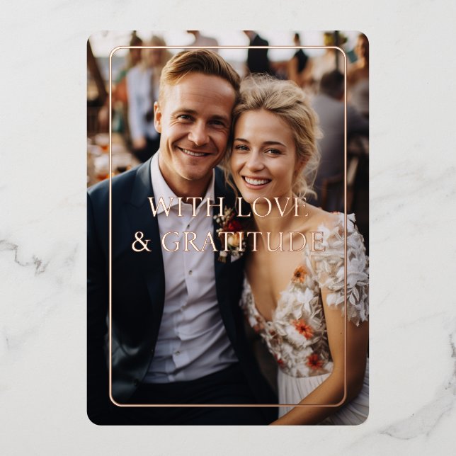 Rose-Gold, Foil, Wedding, 1 Foto "Danke! Folieneinladung (Vorderseite)