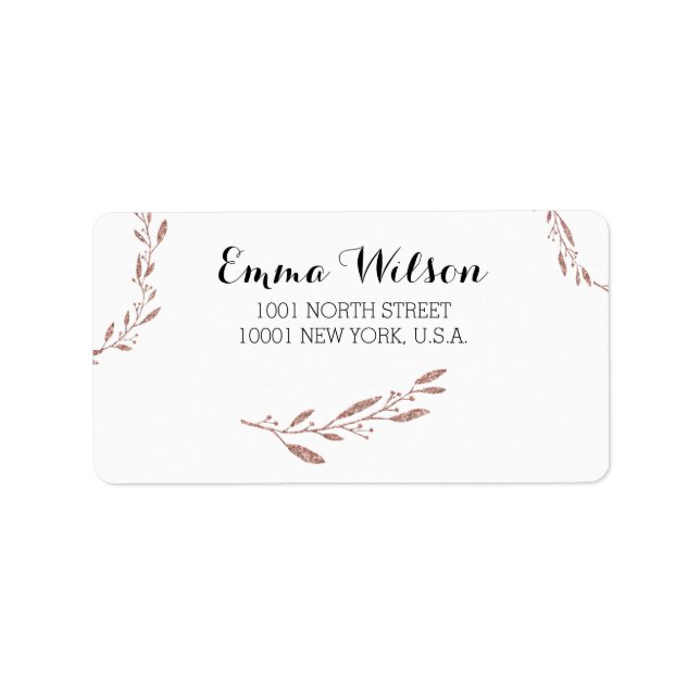 Rose Gold Foil Wedding Address Labels Floral Adressaufkleber (Vorne)