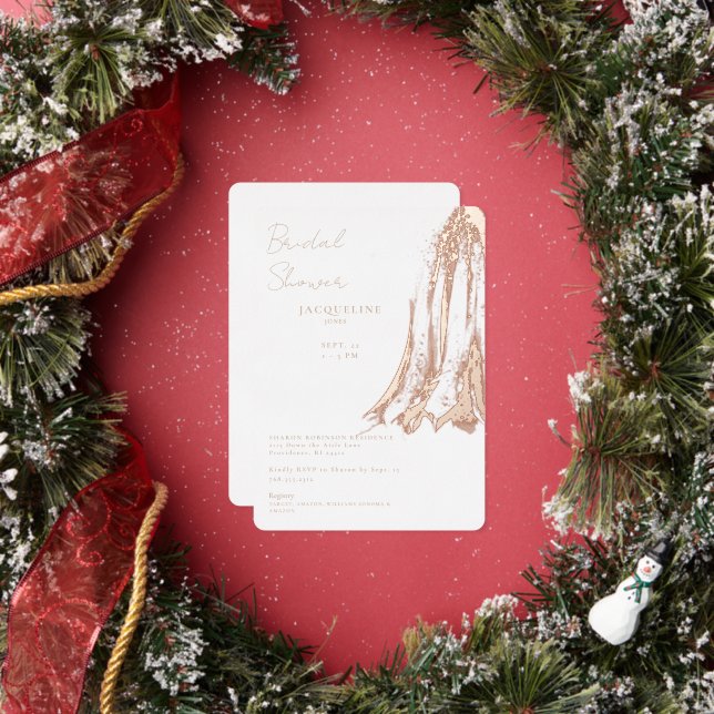 Rose Gold Foil Wedding Dress Brautparty Folieneinladung (Insitu)
