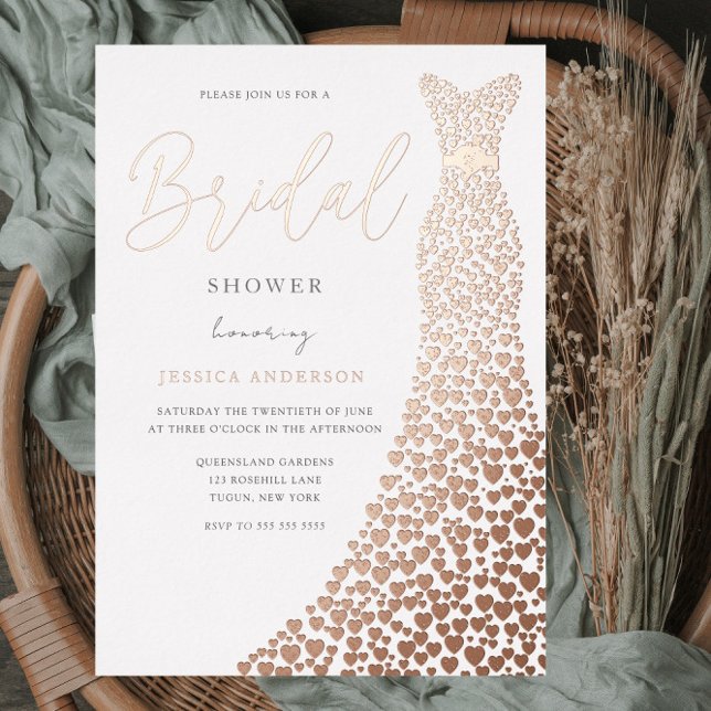 Rose Gold Foil Wedding Dress Brautparty Folieneinladung (Von Creator hochgeladen)