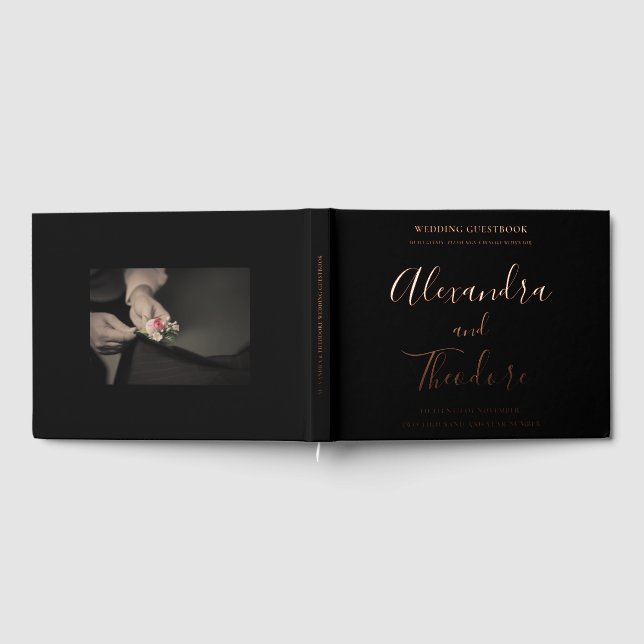 Rose Gold Foil Wedding Gästebuch Personalisiert (Voll)