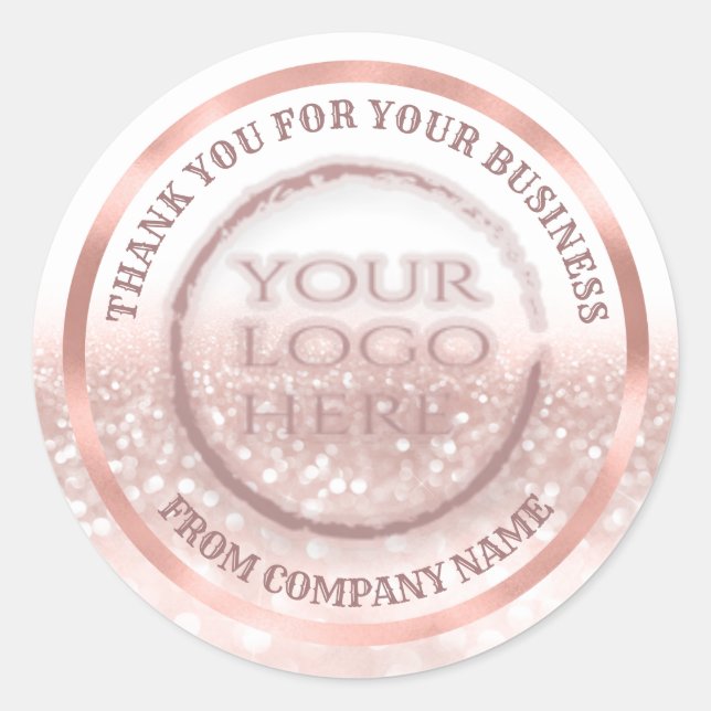 Rose Gold-Folie Glitter Dank Custom-Logo Classic Runder Aufkleber (Vorderseite)