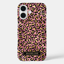 Rose Gold Folie Leopardenprint Monogramm