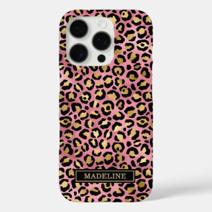 Rose Gold Folie Leopardenprint Monogramm iPhone 16 Pro Hülle