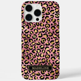 Rose Gold Folie Leopardenprint Monogramm iPhone 16 Pro Max Hülle