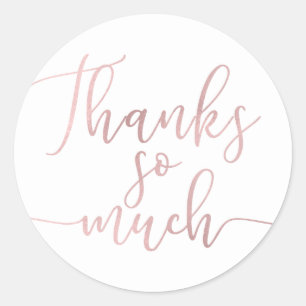 Rose Gold Folie Schriftart Danke Dankeschön Runder Aufkleber