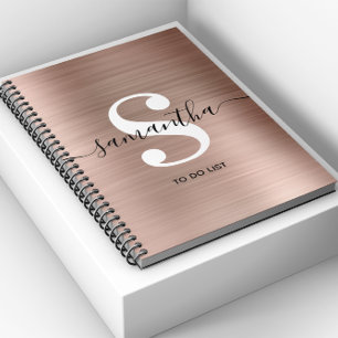 Rose Gold Folie Signatur Monogramm Kleine Aufgaben Notizbuch