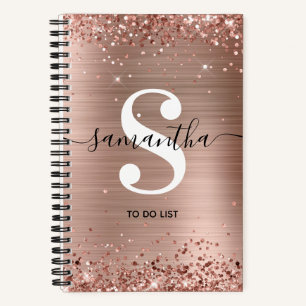 Rose-Gold-Folie und Glitzer-Monogramm zur Erstellu Notizbuch