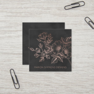 Rose Gold Folien Blumen Quadratisch Geschäftskarte Quadratische Visitenkarte