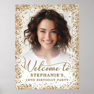 Rose Gold Folien Glitter 18. Geburtstagsfoto Willk Poster