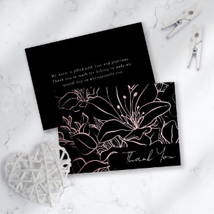 Rose Gold Folien-Linienkunst Blumen-Hochzeitsdusch Dankeskarte