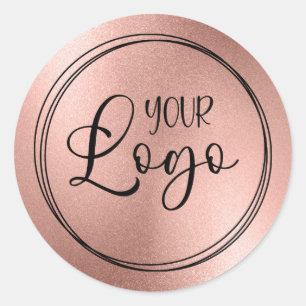 Rose Gold Folien-Look-Logo Runder Aufkleber