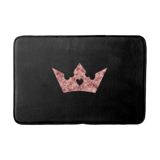 Rose Gold Fossil Princess Crown auf Schwarz Badematte