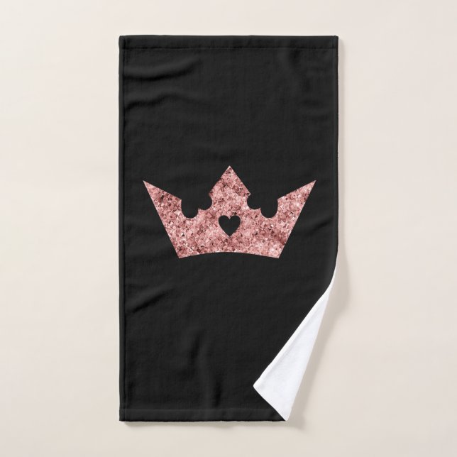 Rose Gold Fossil Princess Crown auf Schwarz Handtuch (Handtuch)