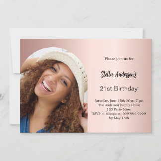 Rose Gold Foto Arch Geburtstag Einladung