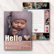 Rose Gold Foto Collage Hallo Kinderankündigung