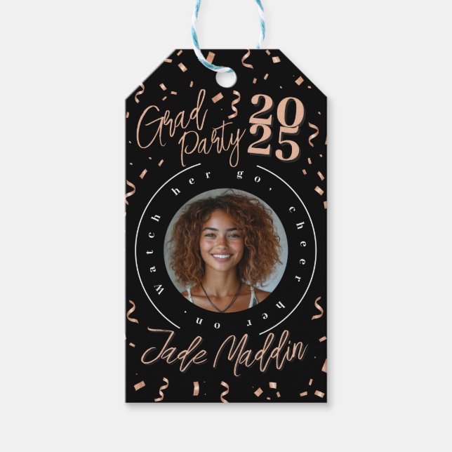Rose Gold Foto Design High School Abschluss Geschenkanhänger (Vorderseite)