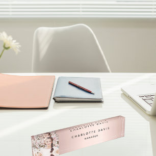 Rose Gold Foto Monogram Namensplakette