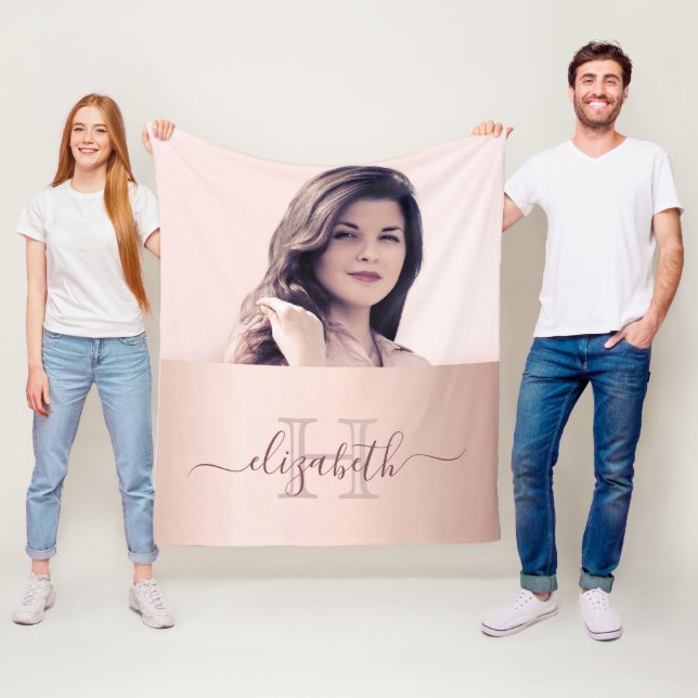 Rose Gold Foto Monogramm Fleecedecke (Beispiel)