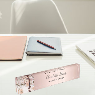 Rose Gold Foto Monogramm moderne Signatur Namensplakette