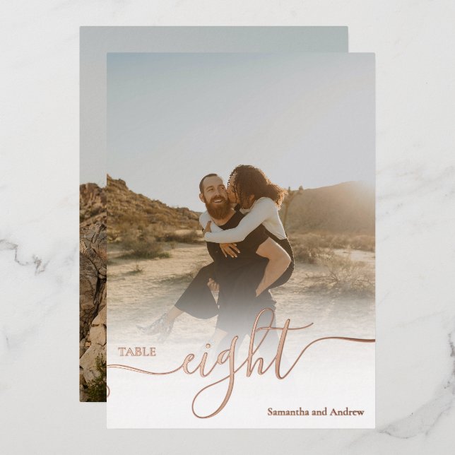 Rose Gold Foto ombre Chart Hochzeit Tischnummer (Vorderseite/Rückseite)