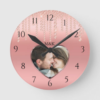 Rose Gold Foto Runde Wanduhr
