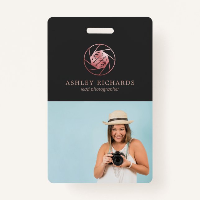 Rose Gold Fotograf Logo | Foto Ausweis (Vorderseite)