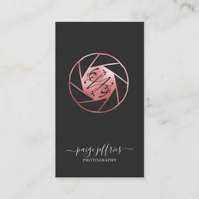 Rose Gold Fotograf Logo Visitenkarte (Vorderseite)