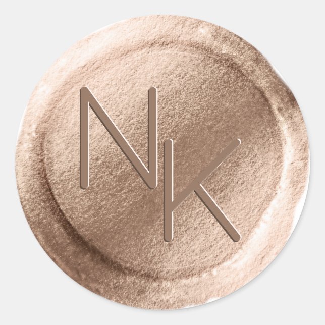Rose Gold Fox Wax Umschlag Aufkleber Monogram Stic (Vorderseite)