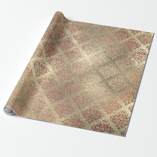 Rose Gold Foxier Champaign Shiny Glass Metallic Geschenkpapier (Ungerollt)