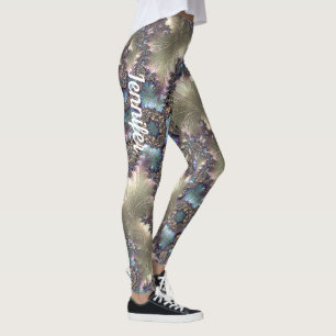 Rose Gold Fraktal Muster Individuelle Name Leggings