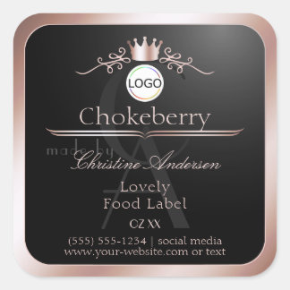 Rose Gold Frame Logo Monogramme Étiquette de Produ