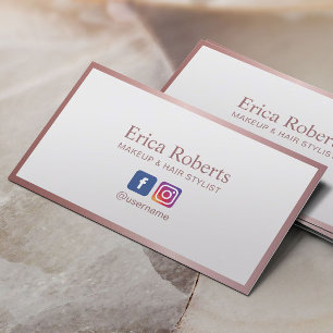 Rose Gold Frame Minimalistisch Makeup Haar Stylist Visitenkarte