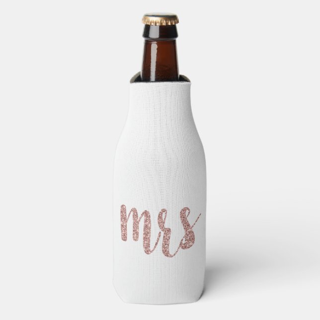Rose gold Frau Bride Junggeselinnen-Abschied Flaschenkühler (Flaschenvorderseite)