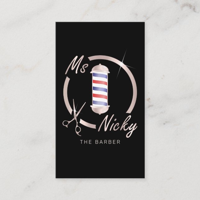 Rose Gold Frau Nicky The Barber Visitenkarte (Vorderseite)