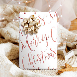Rose Gold Frohe Weihnachten Kalligrafie Urlaub Geschenkpapier