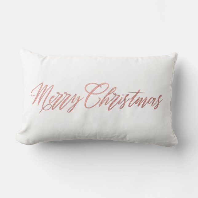 Rose Gold Frohe Weihnachten Lendenkissen (Vorderseite)