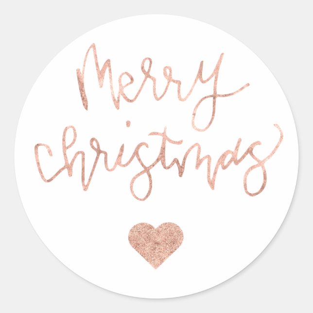 Rose Gold Frohe Weihnachtsaufkleber Runder Aufkleber (Vorderseite)