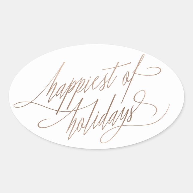Rose Gold Frohes Oval Stickers (Vorderseite)