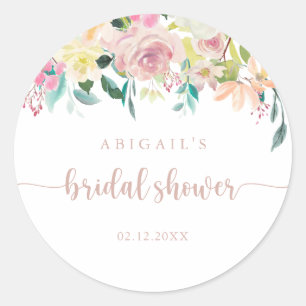 Rose Gold Frühlingsblumen Brautparty Geschenk    Runder Aufkleber