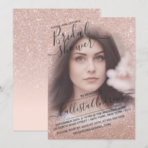 Rose Gold Funkelnd Glitzer Foto Brautparty Einladung
