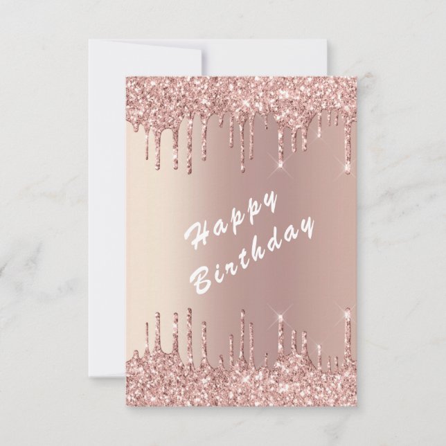 Rose Gold Funkelnd Glitzer Geburtstagskarte Karte (Vorderseite)