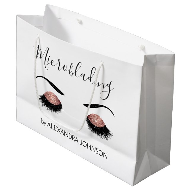 Rose Gold Funkelnd Glitzer Moderne Mikroblende Große Geschenktüte (Vorderseite Schrägansicht)