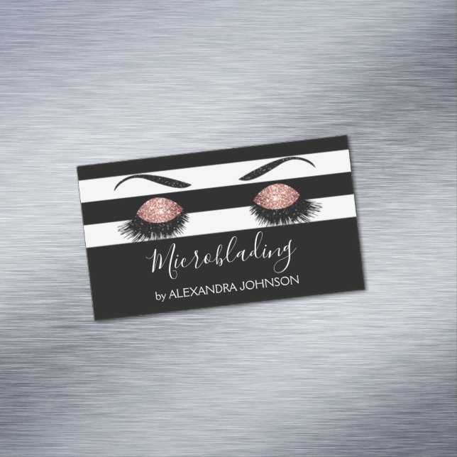 Rose Gold Funkelnd Glitzer Moderne Mikroblende Magnetische Visitenkarte (Beispiel)